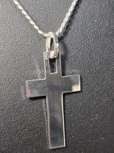 Load image into Gallery viewer, Flat Cross pendant 925 Sterling Solid Silver for Men Women Made in Italy JARGOD
