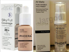 Load image into Gallery viewer, Phoera Foundation Makeup Full Coverage Foundation 30ml + Phoera Primer 6ml Bottle