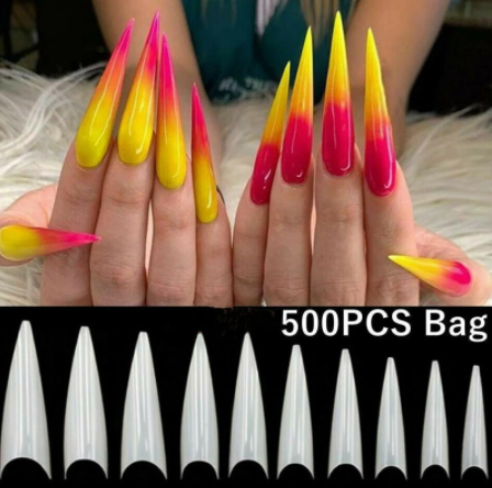 Long Stiletto Nails Tips Artificial False Nail Tips Fake Tips 500Pcs in Bags Jargod