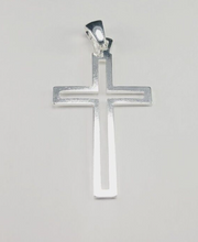 Load image into Gallery viewer, Flat Cross Pendant Real Solid 925 Sterling Silver Men women Made in Italy Jargod