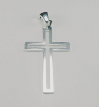 Load image into Gallery viewer, Flat Cross Pendant Real Solid 925 Sterling Silver Men women Made in Italy Jargod
