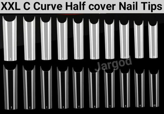 XXL C Curve / waterpipe / Half Tube Half Cover French Artificial False Nail Tips Choose 500pcs Jargod