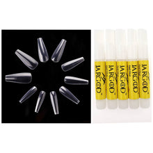 Load image into Gallery viewer, 100Pc Long Ballerina/Long Coffin/Long Almond/Long Oval/Full Cover Square False Nail Tips Fake Nails False Nails Artificial Nails Tips in Bag Jargod