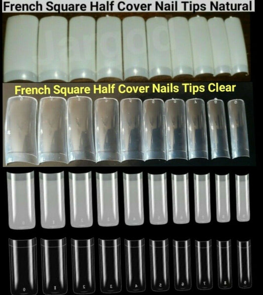 500pcs French Square Half cover Square Nail Tips Artificial False Fake Nail Tips Jargod
