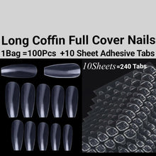 Load image into Gallery viewer, 100Pc Long Ballerina/Long Coffin/Long Almond/Long Oval/Full Cover Square False Nail Tips Fake Nails False Nails Artificial Nails Tips in Bag Jargod