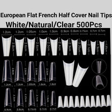 Load image into Gallery viewer, European Style Flat French Half cover Nail tips 500 pieces in a bag
