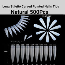 Load image into Gallery viewer, Extra Long Stiletto Curved Pointed French nails-jargod