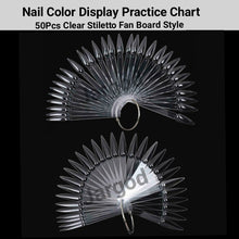 Load image into Gallery viewer, 50 PCS Stiletto French Nail Polish Display Practice Tips Fan Board Style False Nail Art Tools CHOOSE Natural Clear Black Color Jargod