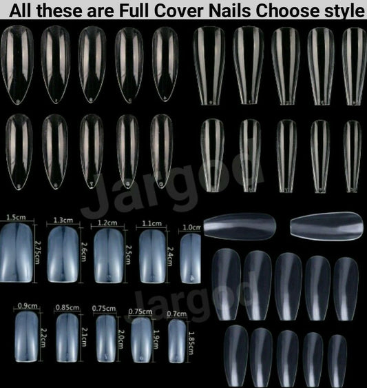 100Pc Long Ballerina/Long Coffin/Long Almond/Long Oval/Full Cover Square False Nail Tips Fake Nails False Nails Artificial Nails Tips Press on nails in Bag Jargod