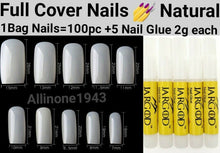 Load image into Gallery viewer, 100Pc Long Ballerina/Long Coffin/Long Almond/Long Oval/Full Cover Square False Nail Tips Fake Nails False Nails Artificial Nails Tips in Bag Jargod