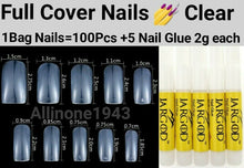 Load image into Gallery viewer, 100Pc Long Ballerina/Long Coffin/Long Almond/Long Oval/Full Cover Square False Nail Tips Fake Nails False Nails Artificial Nails Tips Press on nails in Bag Jargod