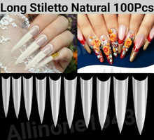 Load image into Gallery viewer, 100pc Flat French /Half Cover / Taper french / Medium French Fake False Nail tips in Bag  Jargod