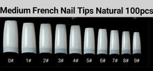 Load image into Gallery viewer, 100pc Flat French /Half Cover / Taper french / Medium French Fake False Nail tips in Bag  Jargod