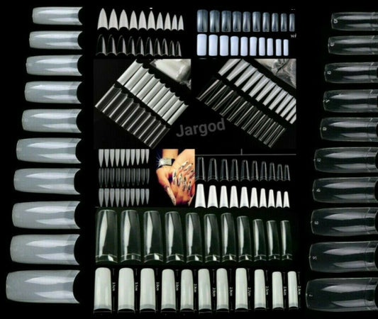 100pc Half Cover Nail Tips / French / Medium French / Flat French / French Square /Stiletto / c curve Fake False Nail tips in Bag Jargod