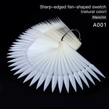 Load image into Gallery viewer, 50 PCS Stiletto French Nail Polish Display Practice Tips Fan Board Style False Nail Art Tools CHOOSE Natural Clear Black Color Jargod