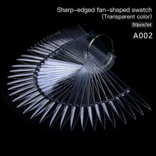 Load image into Gallery viewer, 50 PCS Stiletto French Nail Polish Display Practice Tips Fan Board Style False Nail Art Tools CHOOSE Natural Clear Black Color Jargod