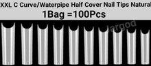 Load image into Gallery viewer, XXL C Curve Half Cover French Artificial False Nail Tips 100Pc in Bag CHOOSE Clear/ Natural Jargod