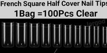 Load image into Gallery viewer, 100pcs French Half cover Square Nail Tips Artificial False French Nail Tips  Jargod
