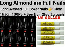 Load image into Gallery viewer, 100Pc Long Ballerina/Long Coffin/Long Almond/Long Oval/Full Cover Square False Nail Tips Fake Nails False Nails Artificial Nails Tips Press on nails in Bag Jargod