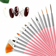 Load image into Gallery viewer, 15pcs Nail Art Painting Gel Brush Liner Tips Builder Detailing Striping Blending Jargod