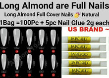 Load image into Gallery viewer, 100Pc Long Ballerina/Long Coffin/Long Almond/Long Oval/Full Cover Square False Nail Tips Fake Nails False Nails Artificial Nails Tips Press on nails in Bag Jargod