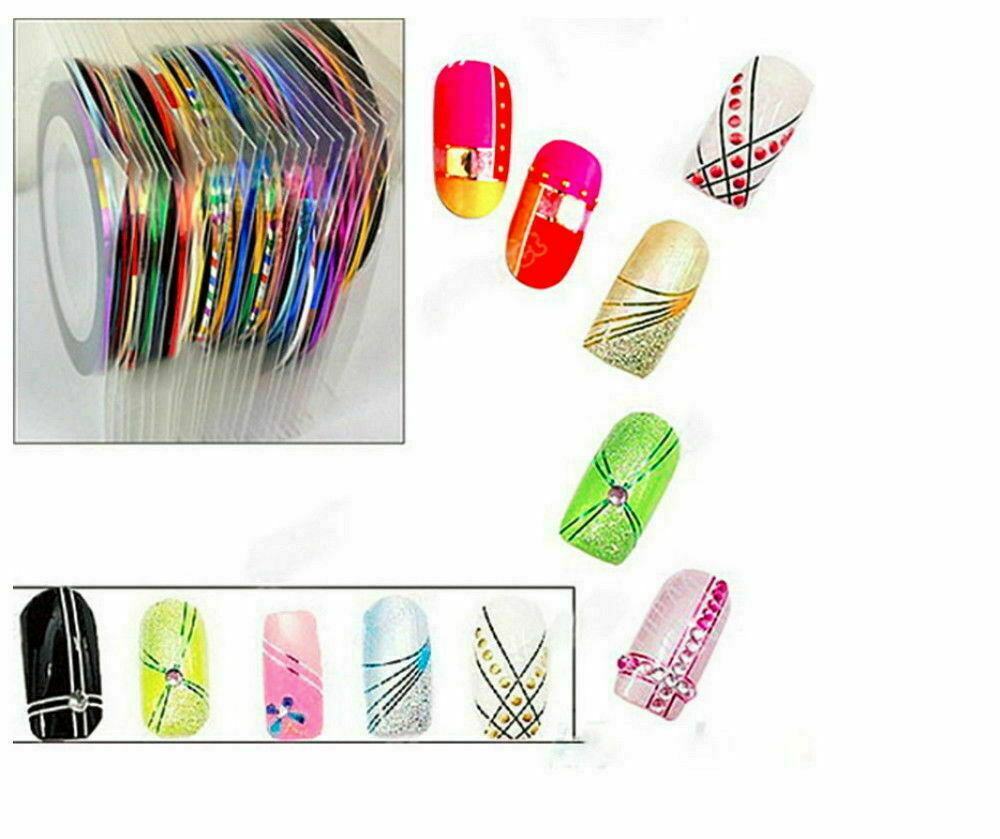 30Pcs Mixed Colors Rolls Striping Tape Line DIY Nail Art Tips Decoration Sticker SIZE 1MM Jargod