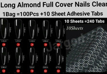 Load image into Gallery viewer, 100Pc Long Ballerina/Long Coffin/Long Almond/Long Oval/Full Cover Square False Nail Tips Fake Nails False Nails Artificial Nails Tips Press on nails in Bag Jargod