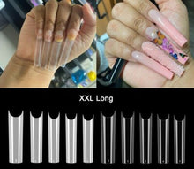 Load image into Gallery viewer, XXL C Curve / Waterpipe / Half Tube Half Cover French Artificial False Nail Tips 100Pc in Bag CHOOSE Clear/ Natural Jargod