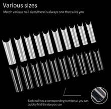Load image into Gallery viewer, XXL C Curve / Waterpipe / Half Tube Half Cover French Artificial False Nail Tips 100Pc in Bag CHOOSE Clear/ Natural Jargod