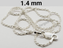 Load image into Gallery viewer, Real Solid 925 Sterling Silver Rope Diamond-Cut Chain Necklace 1.4mm Italy Jargod
