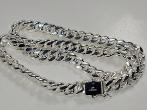 Real Solid 925 Sterling Silver Miami Cuban Chain Necklace Box Lock Clasp 10.5mm Italy Jargod