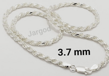 Load image into Gallery viewer, Jargod 3.7mm Solid 925 Sterling Silver Rope Chain Diamond-Cut Braided Chain Necklace
