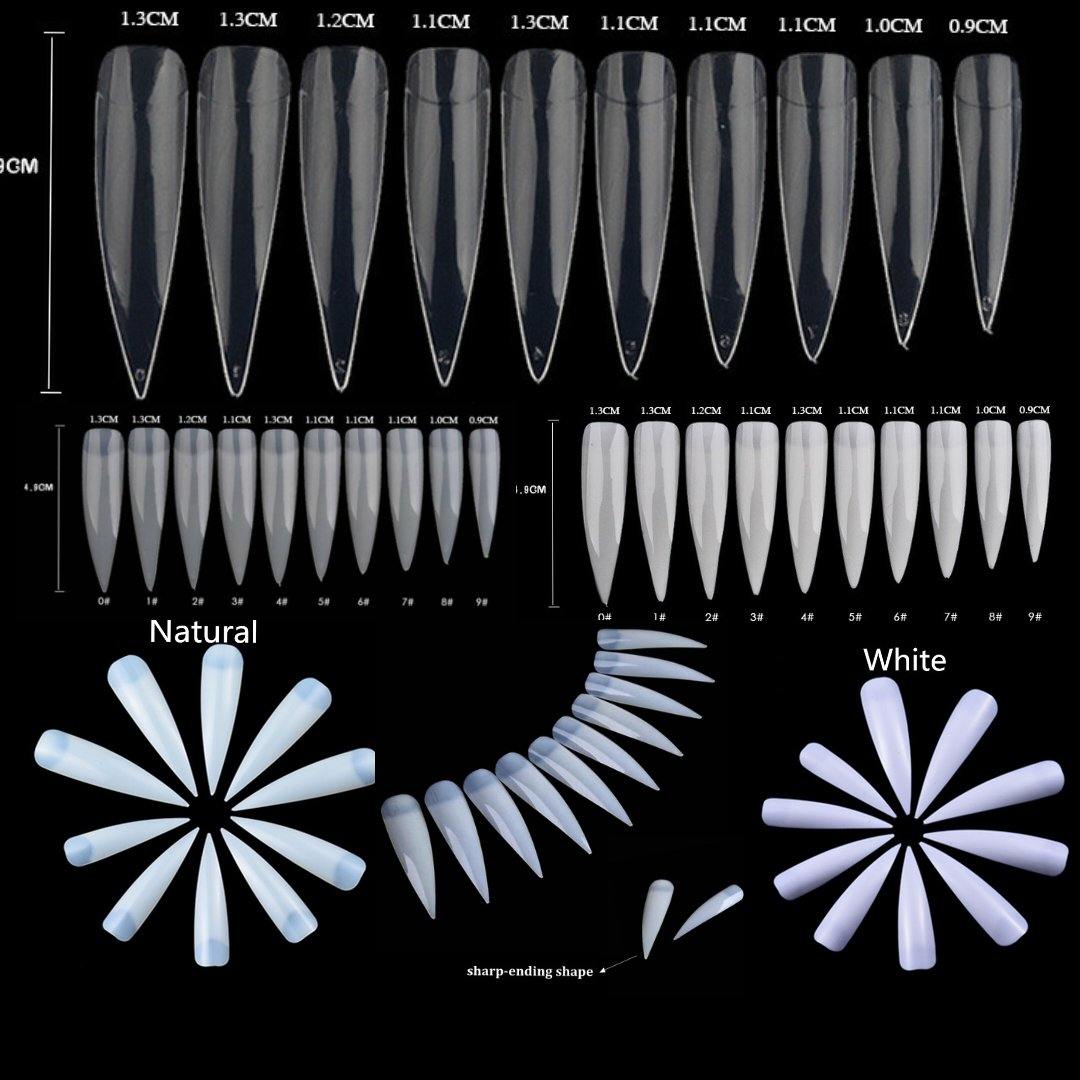 Extra Long Stiletto Curved Pointed Claw Thin French Artificial False Nail Tips 500Pcs Jargod