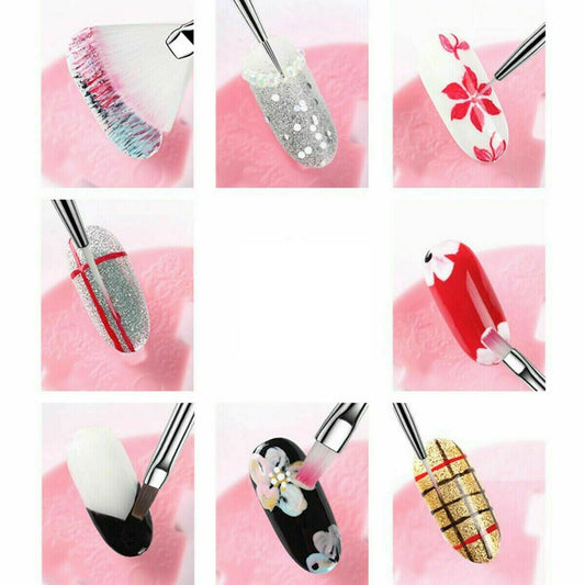 15pcs Nail Art Painting Gel Brush Liner Tips Builder Detailing Striping Blending Jargod