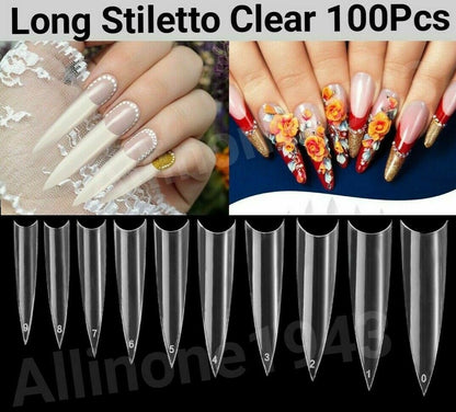 100pc Half Cover Nail Tips  / French / Medium French / Flat French / French Square /Stiletto / c curve   Fake False Nail tips in Bag  Jargod