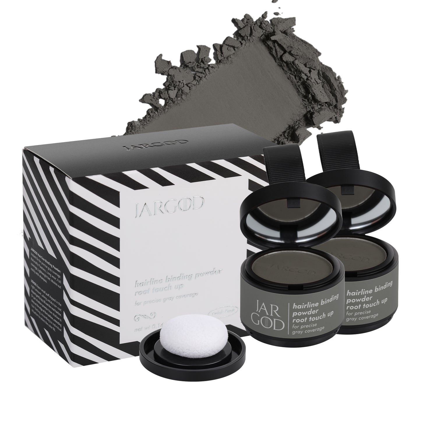 2 Pack Hairline Powder Root Touch-Up Temporary Concealing Powder for Women & Men, Instant Gray Coveragey, 4g each Jargod
