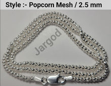 Load image into Gallery viewer, 925 Sterling Silver Popcorn Mesh Chain Necklace 2.5mm Italy Jargod

