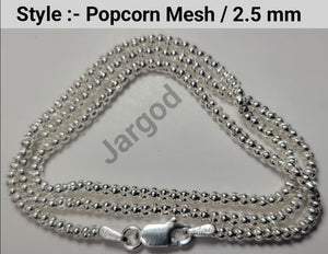 925 Sterling Silver Popcorn Mesh Chain Necklace 2.5mm Italy Jargod