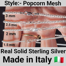 Load image into Gallery viewer, 925 Sterling Silver Popcorn Mesh Chain Necklace 2.5mm Italy Jargod

