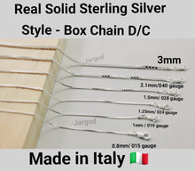 Load image into Gallery viewer, 925 Sterling Silver Box Chain Diamond Cut Chain Necklace 3 mm Italy Jargod
