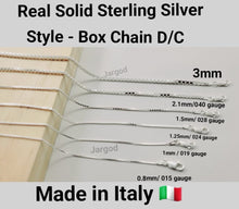 Load image into Gallery viewer, 925 Sterling Silver Box Chain Diamond Cut Chain Necklace 19 Gauge/1mm Italy Jargod
