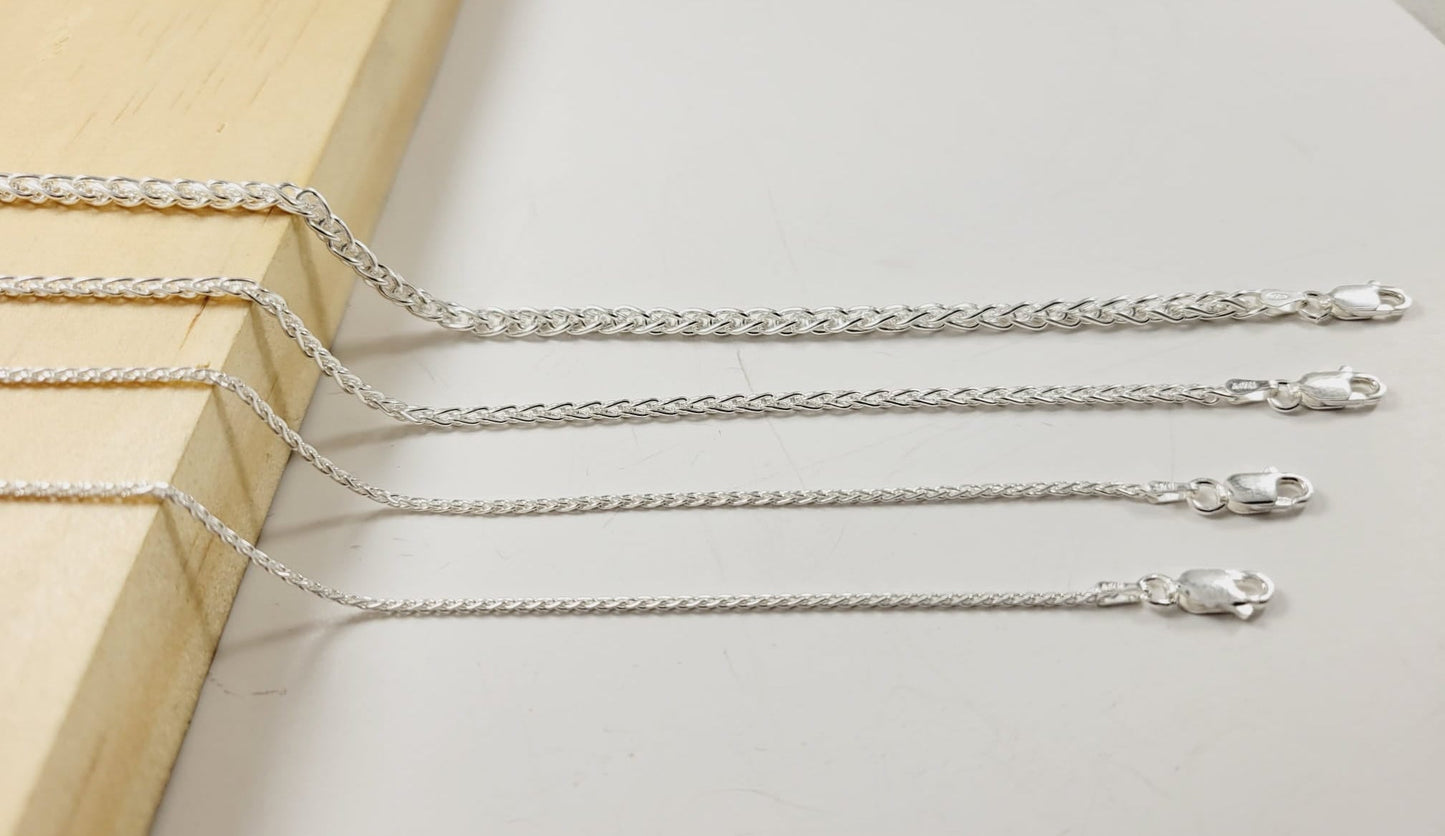 JARGOD Real Solid 925 Sterling Silver Wheat Spiga Chain Necklace 2.7mm - Made in Italy