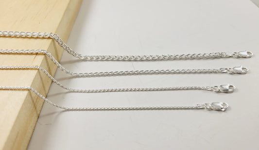 Real Solid 925 Sterling Silver Wheat Spiga Chain Necklace 1.5mm Made in Italy Jargod