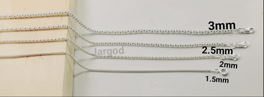 JARGOD 925 Sterling Silver Popcorn Mesh Chain Necklace 2.5mm - Made in Italy