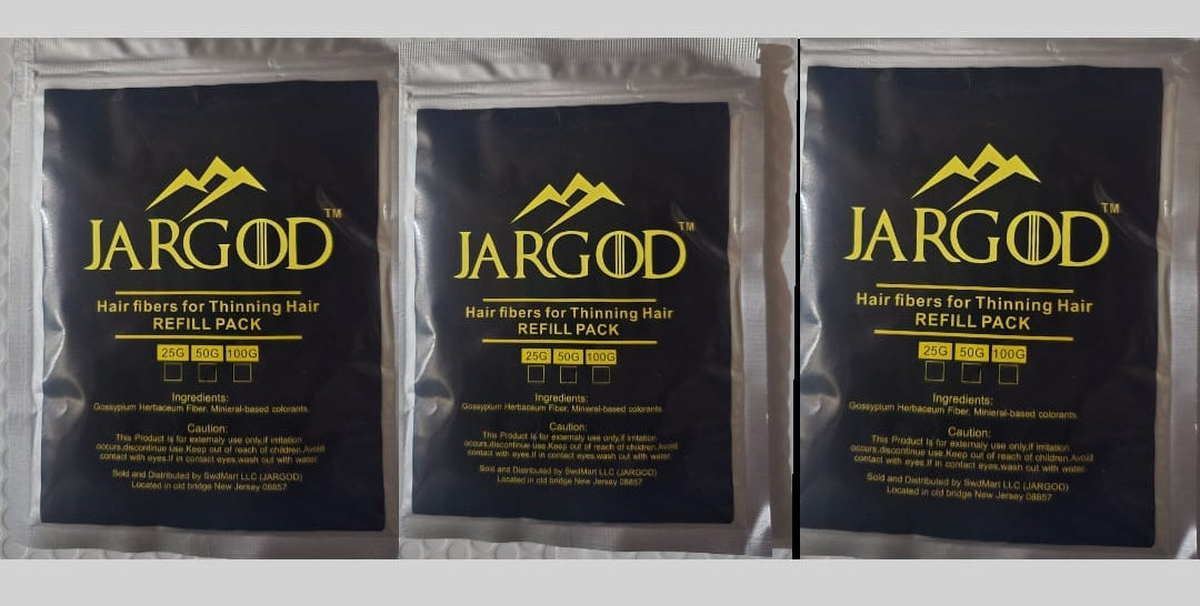 3 Pack Hair Building Fibers Refill Bag 50grams/1.76oz Each Refill Bag by Jargod