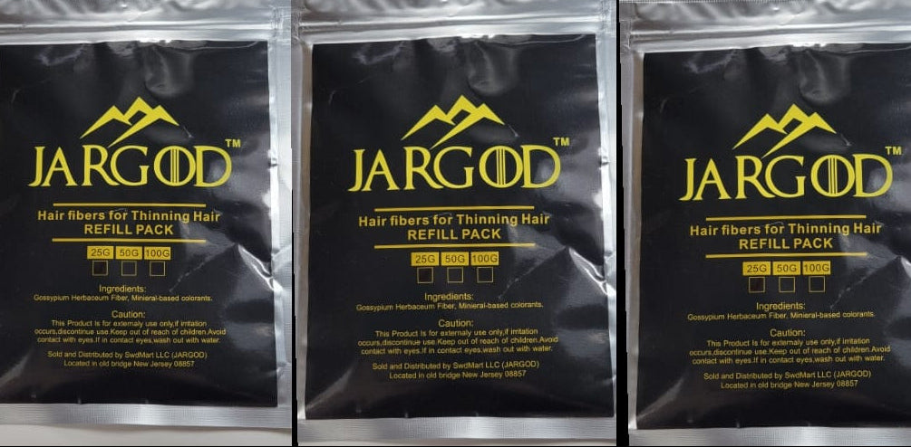 3 Pack Hair Building Fibers Refill Bag 50grams/1.76oz Each Refill Bag by Jargod