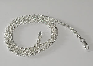 Jargod 1.8mm Solid 925 Sterling Silver Rope Chain Diamond-Cut Braided Chain Necklace
