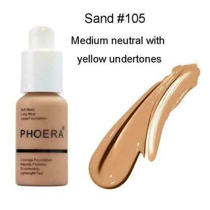 Twin Pack Phoera Foundation Makeup Full Coverage Liquid Base Brighten Long Lasting Twin Pack