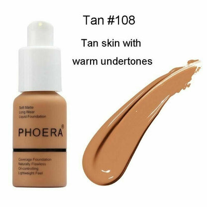 Twin Pack Phoera Foundation Makeup Full Coverage Liquid Base Brighten Long Lasting Twin Pack