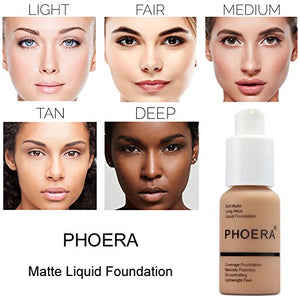 Phoera Foundation Makeup Full Coverage Liquid Base Brighten Long Lasting